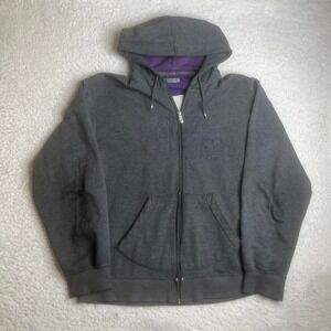 Y2K Nike men's embroidered Nike air grey full zip hoodie distressed boxy L